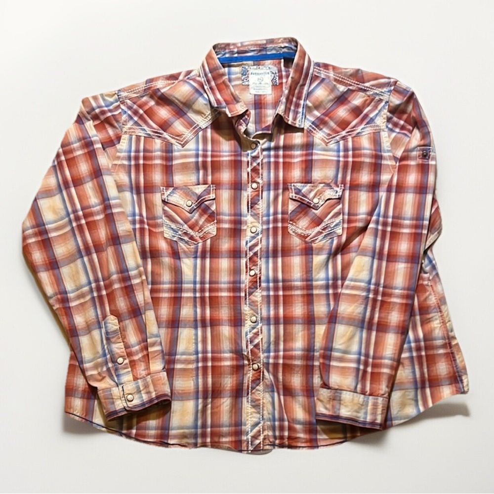 Panhandle Women’s Pearl Snap Western Embroidered Plaid Shirt sz XXL